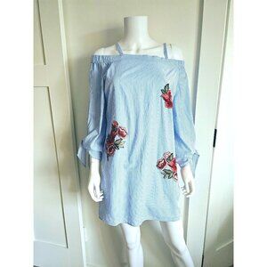 Romeo + Juliet Shoulder-Free Summer Dress with Rose Embroidery Size L